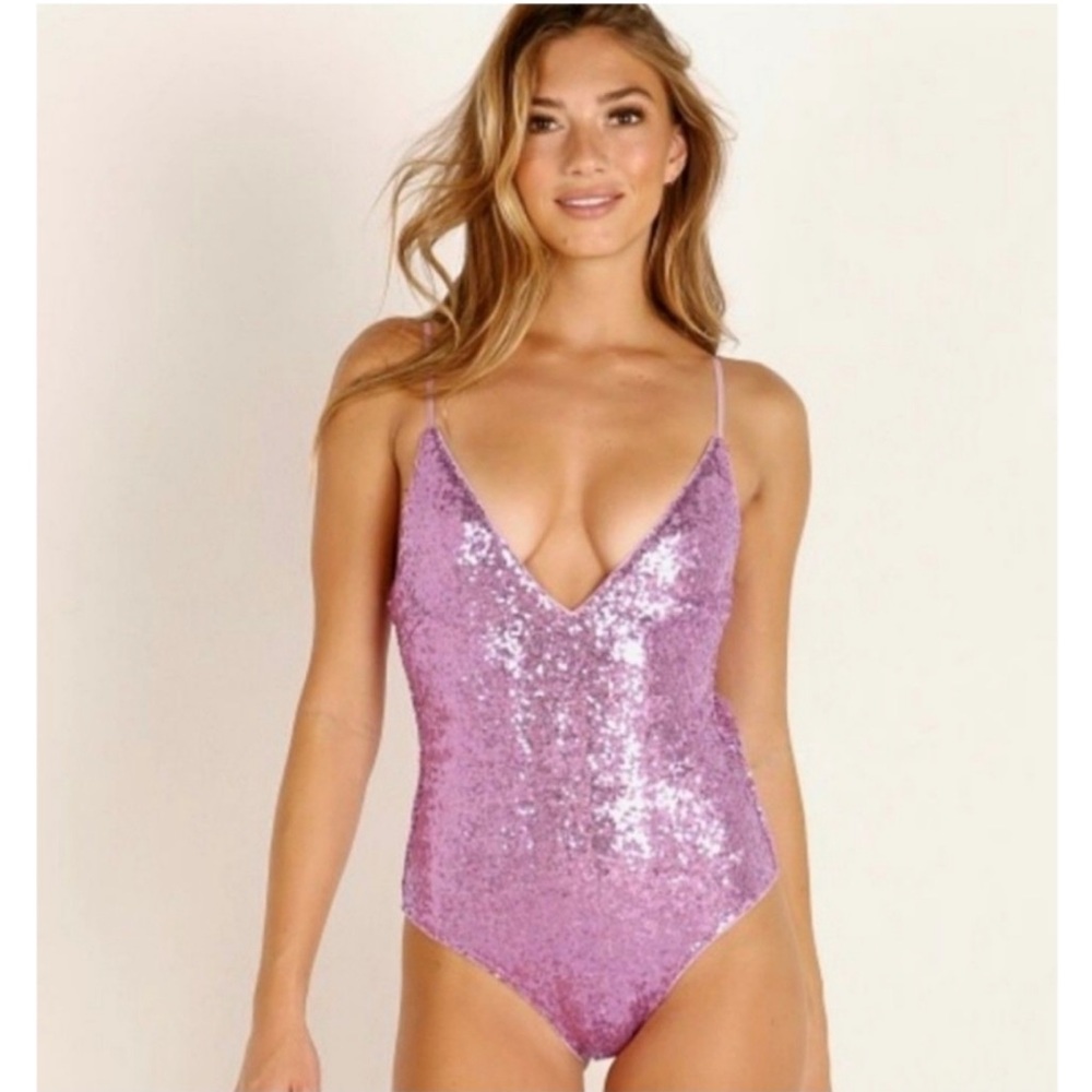 For Love and Lemons Barbados Sequin Swimsuit size small